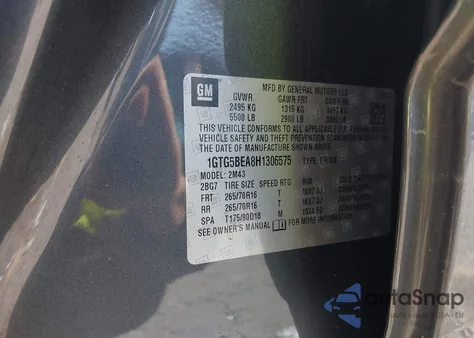 2017 GMC Canyon z USA, uszkodzony, nr VIN 1GTG5BEA8H1306575